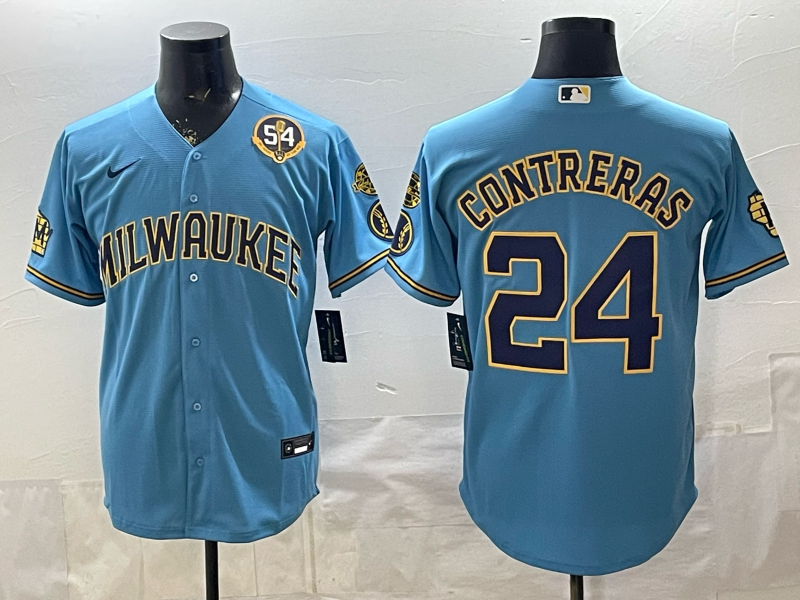 Men 2026 Milwaukee Brewers #24 Contreras blue Game Nike MLB Jersey 0403005